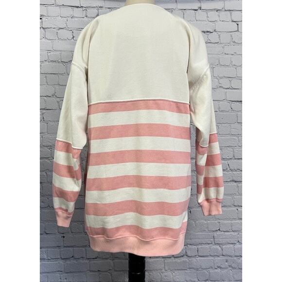 Vintage Sweatshirt Mervyn's Cheetah Small Long Sleeved White Pink Pockets - Picture 2 of 8